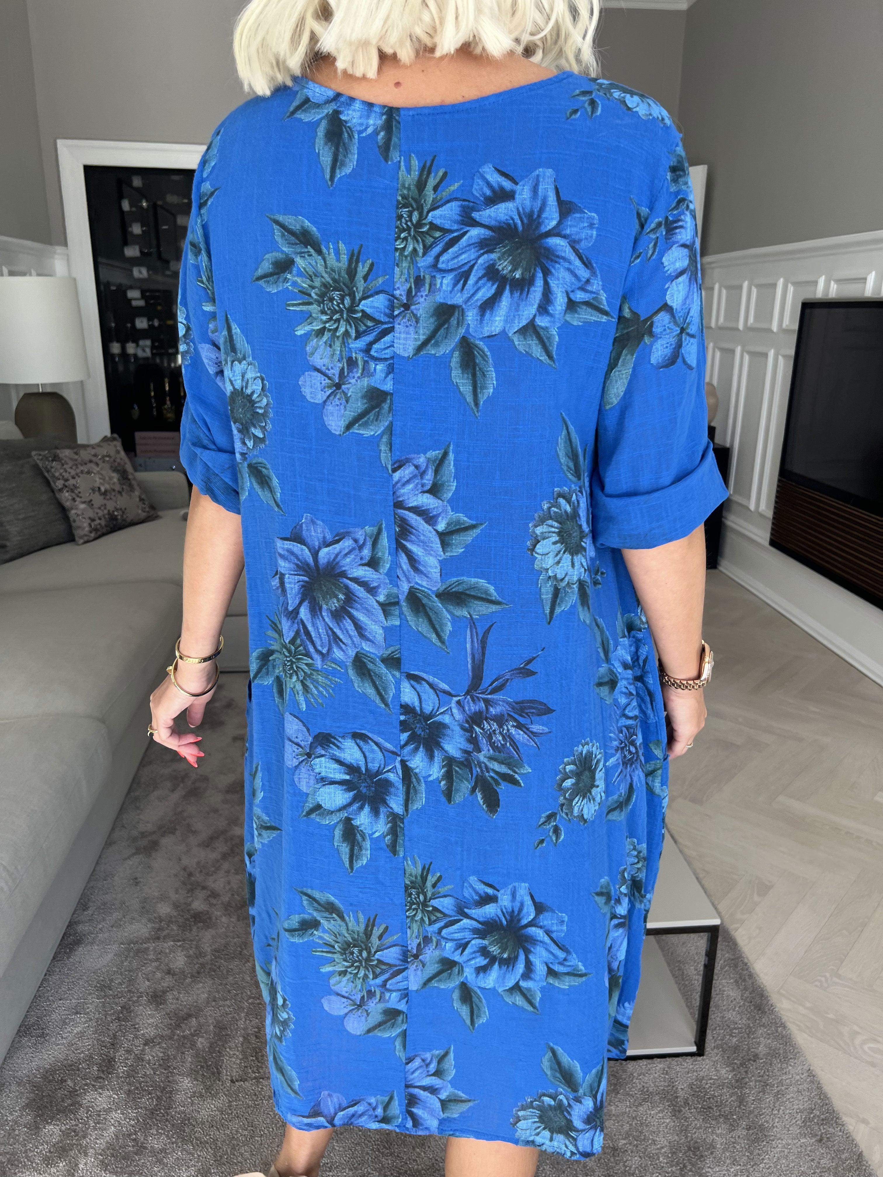 Jayda - Sød kjole i bomuld med lomme og blomsterprint